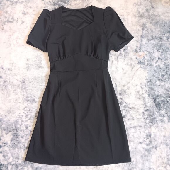 Unbranded Dresses & Skirts - Little Black Sheath Dress With Ivory Bow And Lower Back Cutout Womens Medium